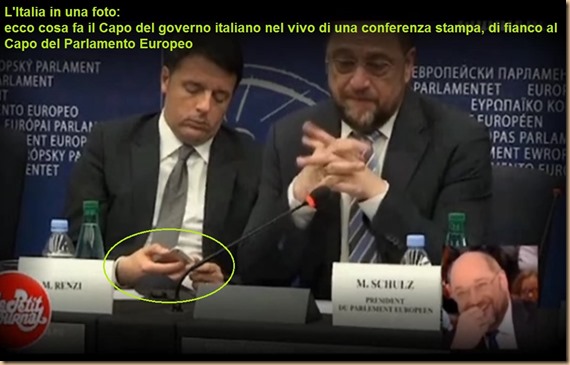 Renzi chatta a conferenza stampa UE con Schultz